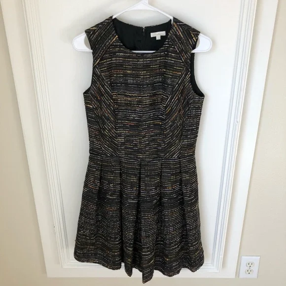 Shoshanna | Dresses | Shoshanna Black Metallic Gold Cocktail Fit Flare Mini  Dress 6 Small S | Poshmark